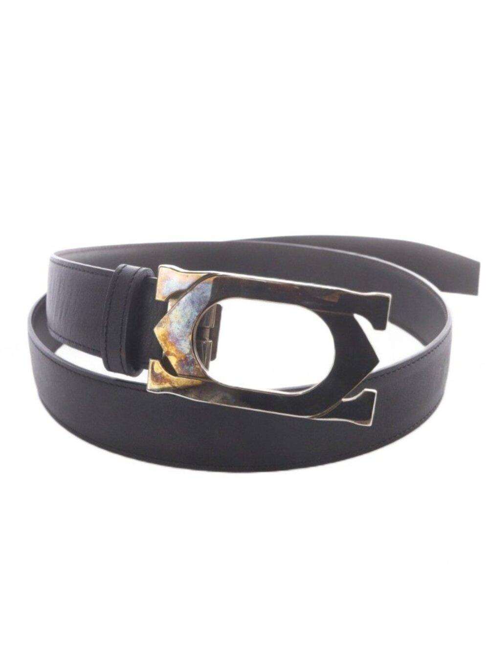 Cartier Belt Leather 2C Logo Black SR